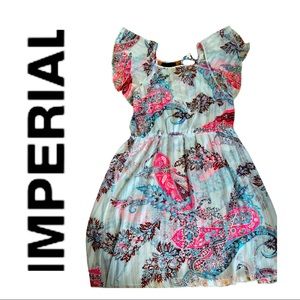 Imperial Flowered Short Sleeve Dress